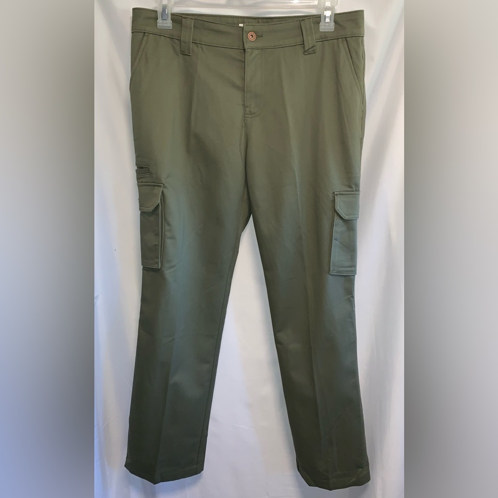 Dickies Women's Relaxed Fit Straight Leg Cargo Pants Olive Green Size 12